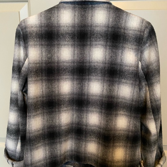 Black and White wool blend jacket, unlined, snap front. - Picture 2 of 6